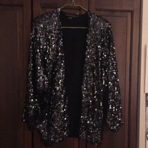 Cathy Hardwick silk cardigan, sequined, open style..